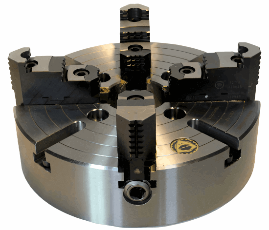 Bison 12" 4-Jaw Independent STEEL Lathe Chuck 2pc Jaws  Plain Back - Cardon Tools