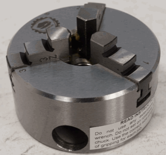 Bison PRECISION 2-3/8" 3-Jaw STEEL Lathe Chuck 1/2-20 Atlas Thread Mount - Cardon Tools