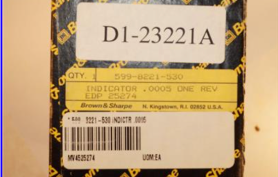 New Old Stock  Brown & Sharpe USA 599-8221-530 ONE REVOLUTION Dial Indicator .0005" - Cardon Tools
