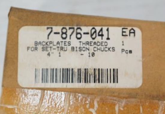 New Old Stock Bison 4" Set Tru Chuck Adapter Plate 1" x 10 TPI