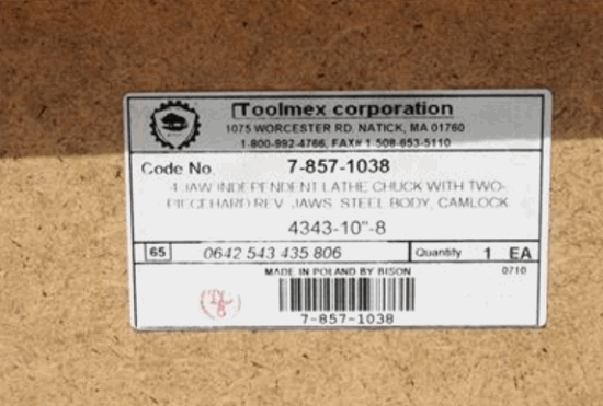 Bison POLAND 10" 4-Jaw STEEL Independent Lathe Chuck D1-8 BACK 4343-10"-8 - Cardon Tools