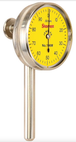 Starrett 196MB1 METRIC Universal Back Plunger DIAL INDICATOR  0-100 Dial .02mm Grad.