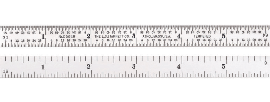 Starrett 6" C304R-6 4R Full Flexible Steel Rule with Inch Grad. 8ths, 16ths, Quick-Reading 32nds, 64ths