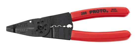 Proto USA Made 10-22 AWG  Wire Stripper Crimper  Pliers - 8-1/4" J298 - Cardon Tools