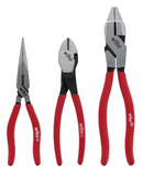 Set of three Wiha pliers on a white background