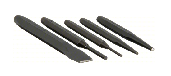 Proto USA Made 5pc Mechanics or Machinists Punch and Chisel Set with Pouch - Cardon Tools