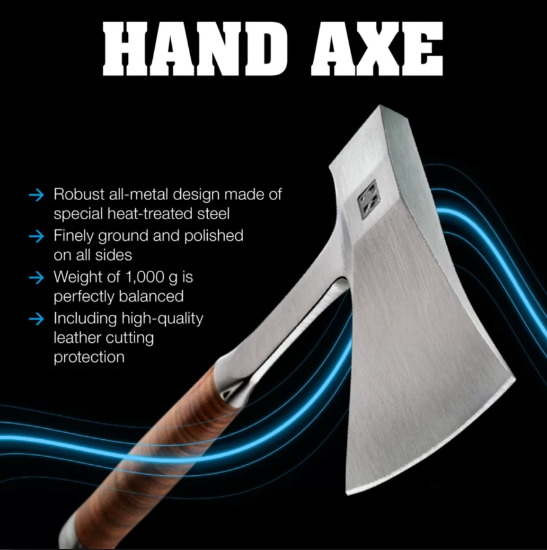 HALDER  Germany Hand AXE with Leather Handle and Wooden Presentation Box
