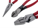 Set of wire cutters with red handles on a white background