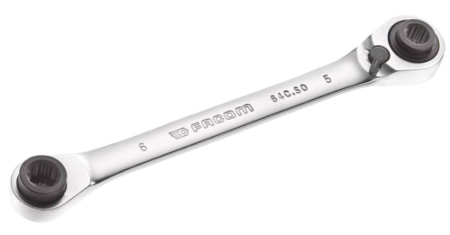 Facom 64C.S0 Cuatro 4 Sizes in One Reversible Ratcheting Wrench 4, 5, 6, 7mm - Cardon Tools
