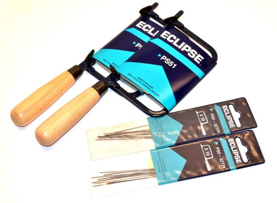 2 New Old Stock British Made ECLIPSE PS51 Jewellers Fret Saw Piercing SAWS + 20 Blades - Cardon Tools