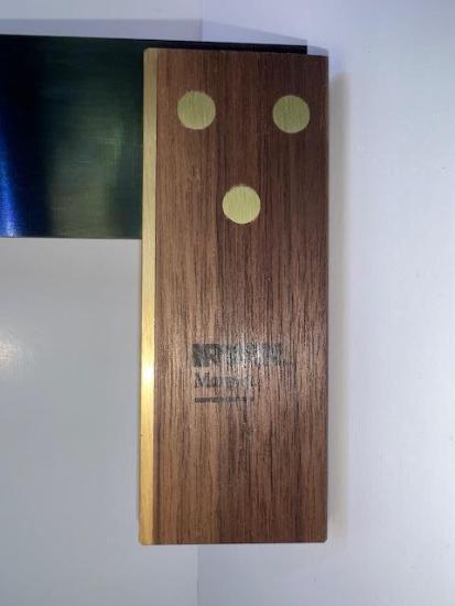 New Old Stock  Irwin MARPLES 6" Cabinetmakers Triple Pinned Brass and WALNUT Tri Square - Cardon Tools