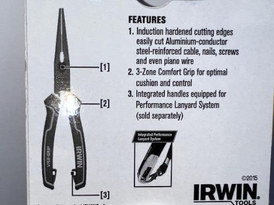 NEW Old Stock Irwin Vise-Grip GERMAN Made 1950507 8″ Needle Nose Pliers Cuts PIANO wire ! - Cardon Tools