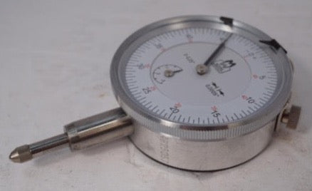 New Moore & Wright 0-.25" Dial Indicator. .0005" Grad. Flat back. CHROME Body