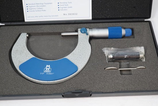 Moore & Wright 2-3" Micrometer. .0001" Grad. Carbide Faces Includes Standard - Cardon Tools