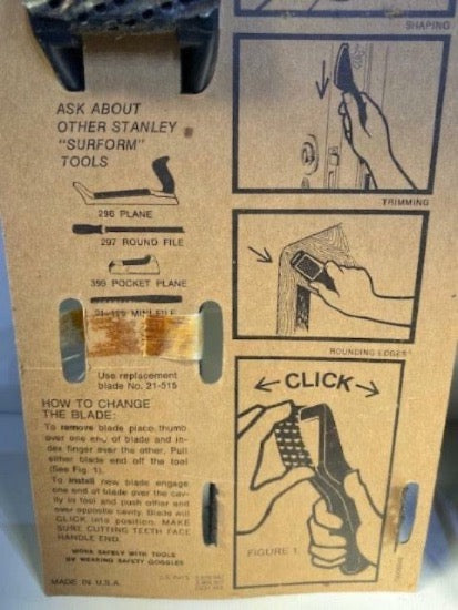 2 New OLD Stock Circa 1978 Stanley Surform  SHAVER PLUS & Extra Replacement Blades - Cardon Tools