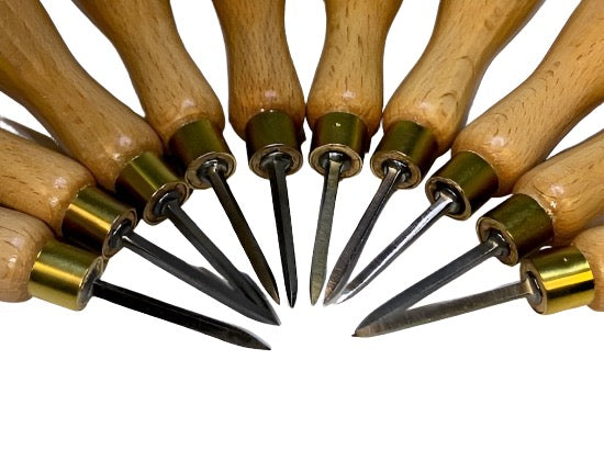 10 New Old Stock John James UK Made Square Blade Cabinetmakers Brad Awls - Cardon Tools