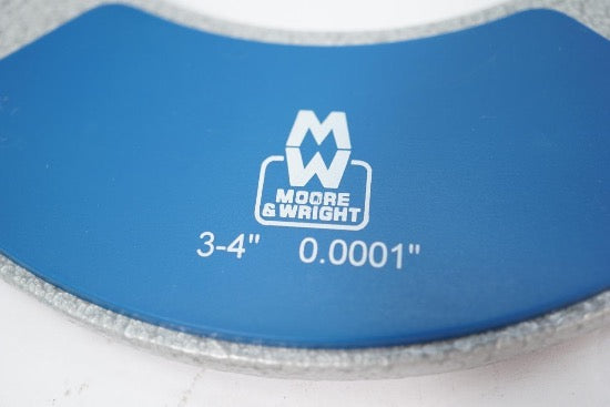 Moore & Wright 3-4"  Micrometer. .0001" Grad. Carbide Faces c/w Standard - Cardon Tools