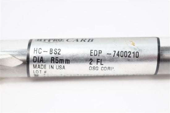 Hy-Pro Carb OSG USA made 10mm CARBIDE EXTRA LONG Ball NOSE 2 Flute END MILL - Cardon Tools
