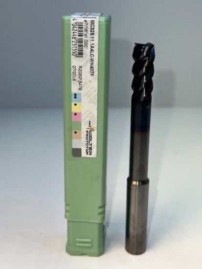 Walter-Prototyp 7/16" Long Reach 4 Flute Carbide End Mill 4-3/4" OAL , 1" LOC TiAlN - Cardon Tools