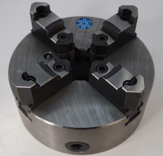 SCA  Sweden 8" STEEL 4-Jaw Precision Self Centering Lathe Chuck Plain Back 2pc Jaws - Cardon Tools